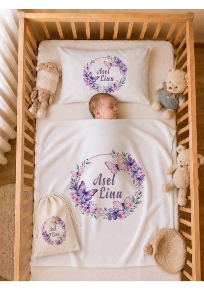 Pia Baby Kız Bebek Hastane Çıkışı 6 Parça %100 Pamuk İsme Özel Kese Hediyeli Tulum Şapka Eldiven Seti 1018tybk0x Krem