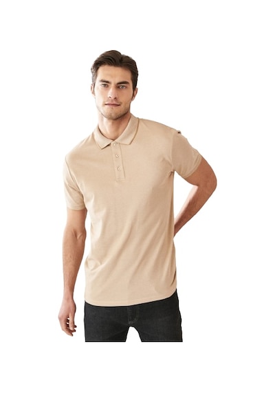 Ac&Co / Altınyıldız Classics 488670661 Düğmeli Polo Yaka Cepsiz Slim Fit Erkek Tişört Bej