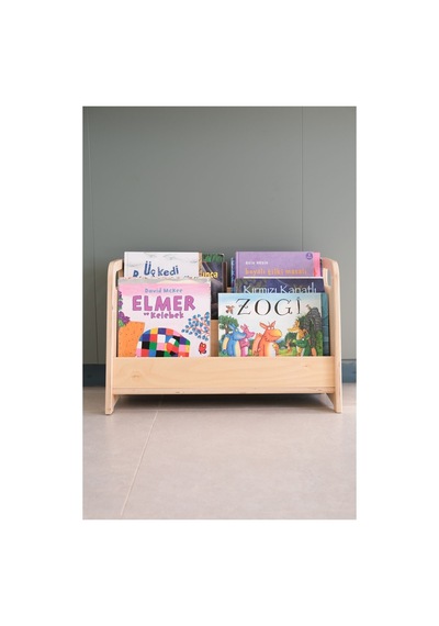 Montessori Huş Ahşap Kitaplık Ahşap