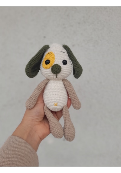 Amigurumi Köpek Oyuncak Bej - Yeşil