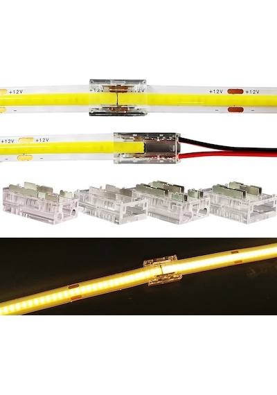 4 Adet Şeffaf Düz Taraflı Bağlantı Şerit Led Cob Konnektörleri Kapak Konnektör 2pin 8mm Led Işıklar Lehimsiz