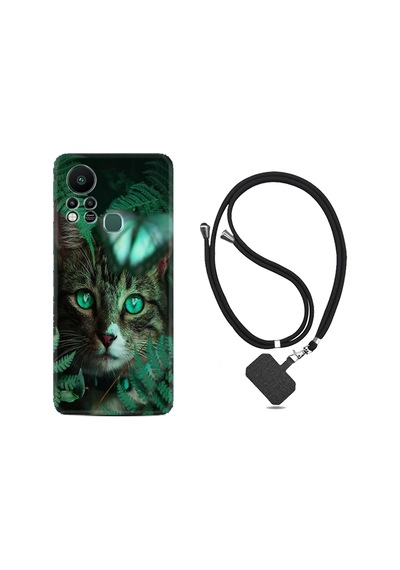 Infinix Hot 11S Kılıf İpli Boyun Askılı Desenli Silikon Blue Butterflys 1350