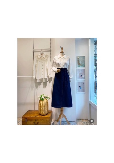 Unika Boutique Kadın Yandan Bağlamalı Tesettür Uzun Kot Etek Kot-lacivert