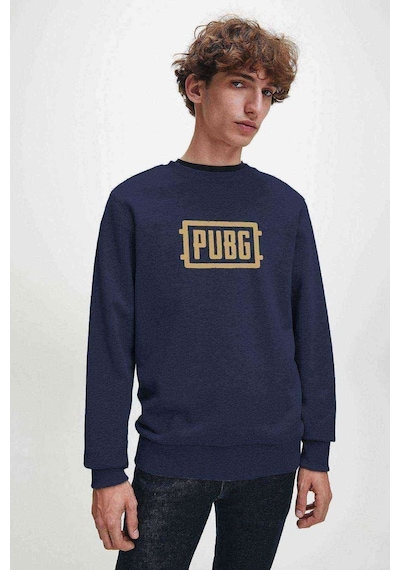 Pubg Baskılı Indigo Mavi Lacivert Erkek Örme Sweatshirt (528632013)