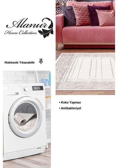 Dekoreko Kaymaz Taban Djt Salon Halısı Trend Modern M5076 Pembe