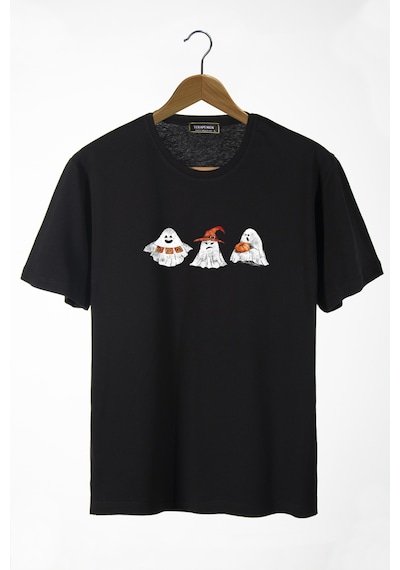 Erkek Siyah Cadılar Bayramı Baskılı Bisiklet Yaka Oversize Rahat Kalıp Basic T-shirt Siyah Erkek Siyah Cadılar Bayramı Baskılı Bisiklet Yaka Oversize Rahat Kalıp Basic T-shirt Siyah