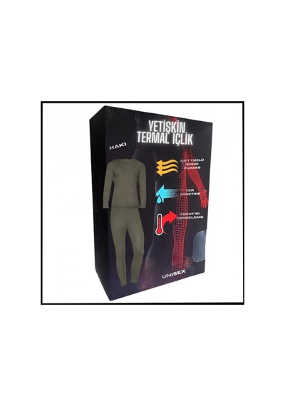 Uyguna-yakala Unisex - Haki Yetişkin Termal İçlik -4008-h Haki