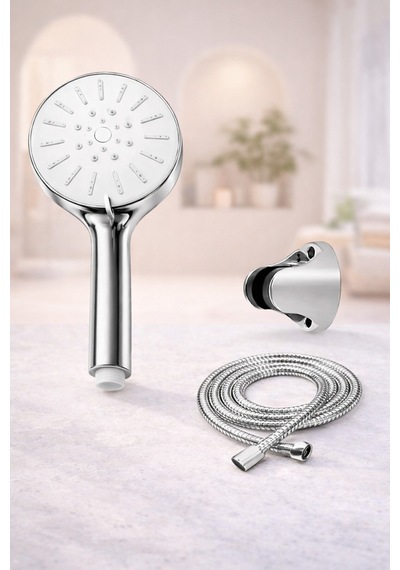 Krom Beyaz Duş Başlığı Seti Banyo Duş Başlığı Gri Eva Diğer