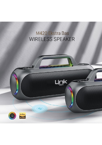 Linktech M420 Premium Extra Bass Çift Mikrofonlu Kablosuz Hoparlör