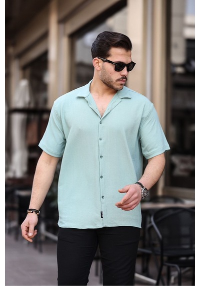 Tex Republic Erkek Gri Oversize Yazlık Bürümcük Gömlek Gri