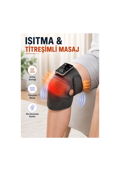 Dijital Ekranlı Isıtmalı Diz Masaj Aleti Ayarlanabilir Titreşimli Şarjlı Masaj Cihazı Diğer