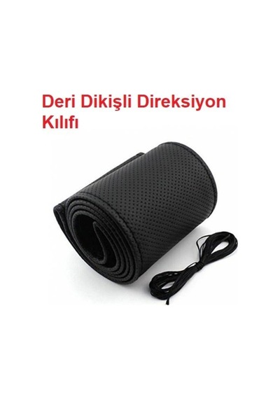 Çarşıhan Deri Direksiyon Kılıfı Kokusuz Dikmeli - Siyah