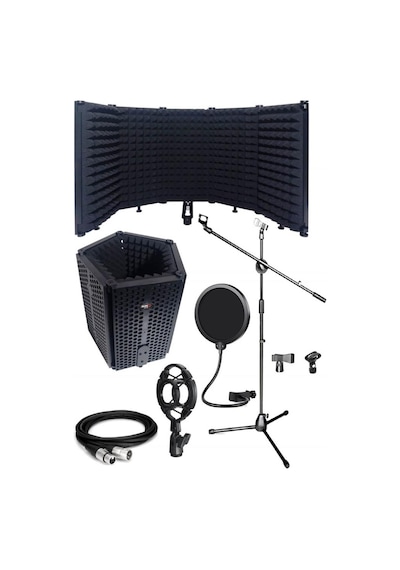 Midex Pf-43X Set Mikrofon Ses Yalıtım Paneli Stand Filtre Shock M Midex Pf-43X Set Mikrofon Ses Yalıtım Paneli Stand Filtre Shock M