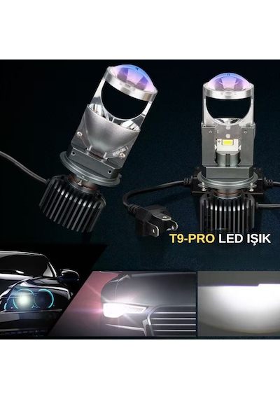H4 Far Ampül Lazer Mercekli T9-pro Luxury Ayarlı Mini Bi-led Far Ampülü