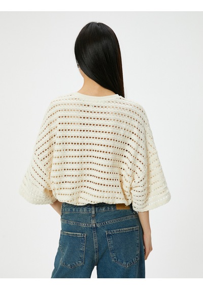 Koton Ajurlu Kroşe Sweatshirt Yarım Kollu Bisiklet Yaka Beli Lastikli Kırık Beyaz 4sak30008ek Ekru Koton Ajurlu Kroşe Sweatshirt Yarım Kollu Bisiklet Yaka Beli Lastikli Kırık Beyaz 4sak30008ek Ekru