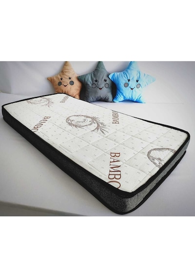 Kapitoneli 70x120x10 Soft Bamboo Bebek Yatağı Bmb-009 Beyaz