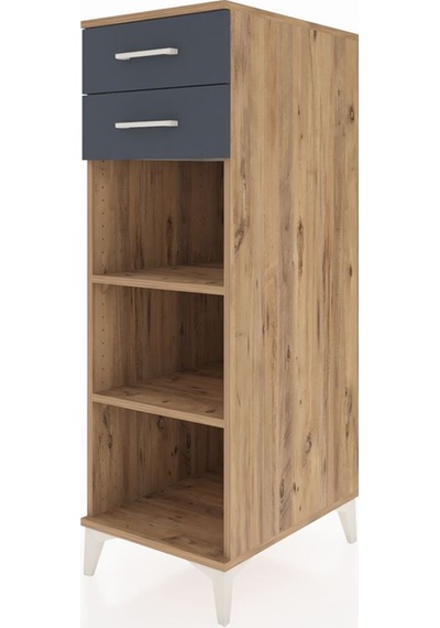 Kronos Dolap 2 Raflı 2 Çekmeceli 44x59x134 Çam-antrasit Atlas Çam