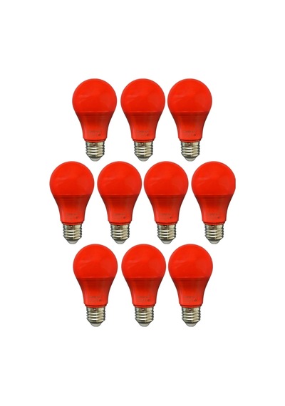 10 Adet Osaka 10w Kırmızı Işık E27 Duylu Kalın Duy Led Ampul