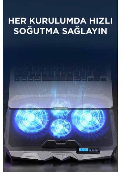 Laptop Soğutucu Ayarlanabilir Dizüstü Bilgisayar Soğutma Fanı Cf03 Siyah