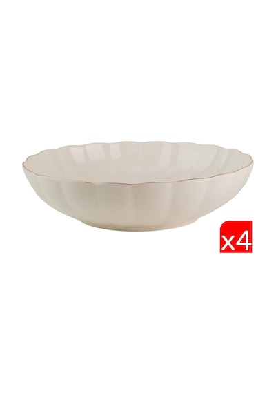 Kütahya Porselen Bone Luz Altın File Çorba Kasesi 15cm 4 Lü Çok Renkli