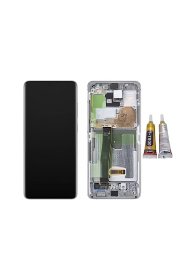 Te Samsung Uyumlu S20 Ultra G988 Çıtalı Lcd Ekran Beyaz + B7000