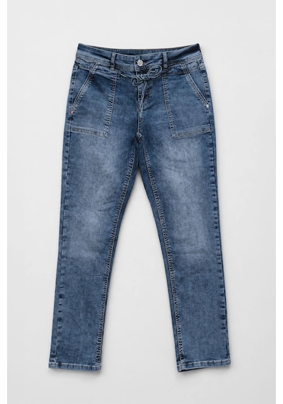 Kadın Bağcıklı Likralı Jean Pantolon Mavi