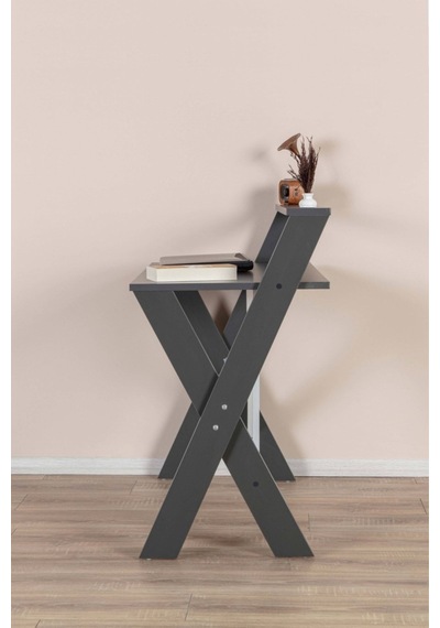 Enda Home X Ayaklı Raflı Ders Çalışma Masası 50x90 Cm Antrasit