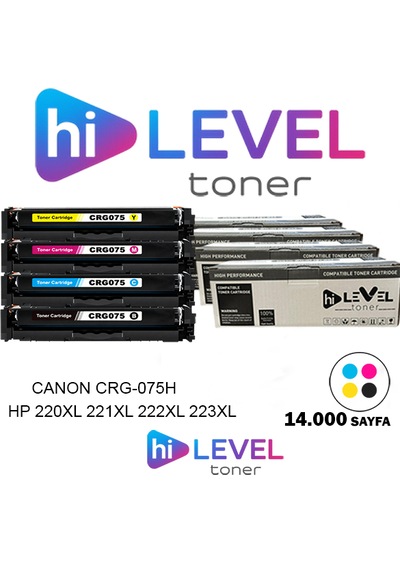 Ht-crg075h-set Hilevel Toner,canon Mf663 14k Sayfa 4 Renk Cmyk Chipli Muadil Toner