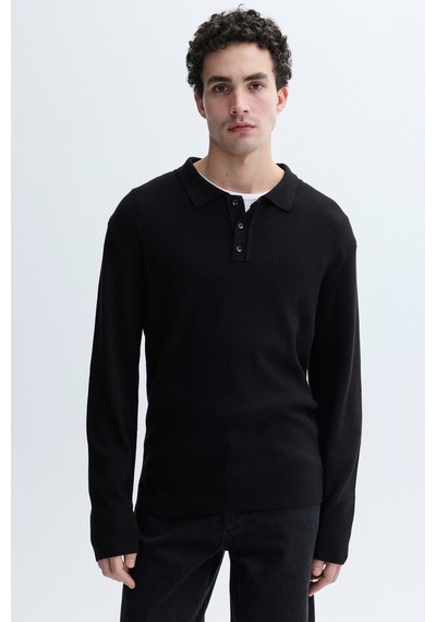 Mudo Erkek Erkek Siyah Polo Yaka Kazak 1263338
