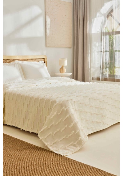 Kaşmir Home Ella Çift Kişilik Yatak Örtüsü Offwhite
