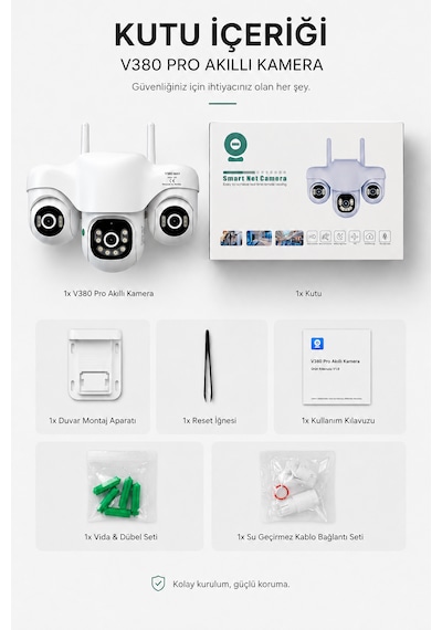 Wifi 3 Motorize Kameralı Adaptörlü Gece Görüşlü Hareket Takipli Güvenlik Kamerası