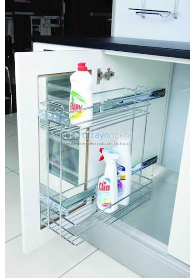 Tezgah Altı Yandan Raylı Frenli Şişelik &amp Deterjan 20 Cm. Modül S2213