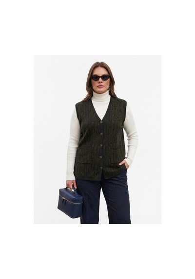 Onno Style Women Desenli Çelik Örgü Klasik Triko Yelek Lacivert