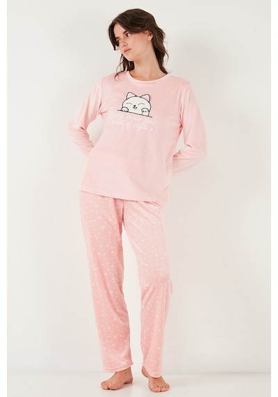 Lela Desenli Regular Fit Bisiklet Yaka Uzun Kollu Bayan Pijama Takımı 65713312 Pembe Lela Desenli Regular Fit Bisiklet Yaka Uzun Kollu Bayan Pijama Takımı 65713312 Pembe