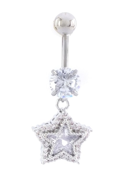Ferizz 316l Çelik Yıldız Model Zirkon Taşlı Piercing Prc-224 Beyaz