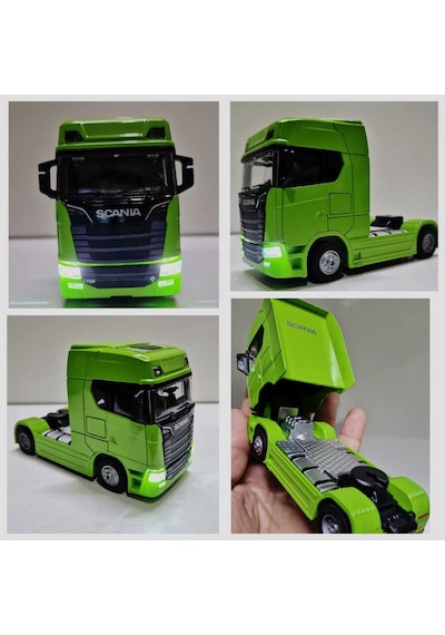 Scania V8 Çekici Tır 12 Cm Demir Çek Bırak Oyuncak Scania Metal Tır Taşıyıcı Mini Model Araç Diecast