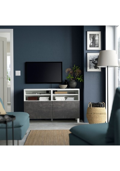 Tv Sehpası, Beyaz-koyu Gri Taş Görünümlü, 120x40x74 Cm, Kallvıken Gri Tv Sehpası, Beyaz-koyu Gri Taş Görünümlü, 120x40x74 Cm, Kallvıken Gri