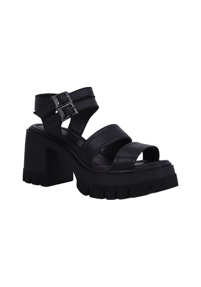 Albishoes Albini 26y10883 Hakiki Deri Topuklu Kadın Sandalet Siyah