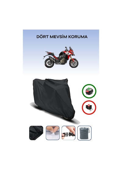Siyah Arka Çanta Uyumlu Ducati Multistrada V4 Pikes Peak Uyumlu Motosiklet Brandası Motor Örtüsü