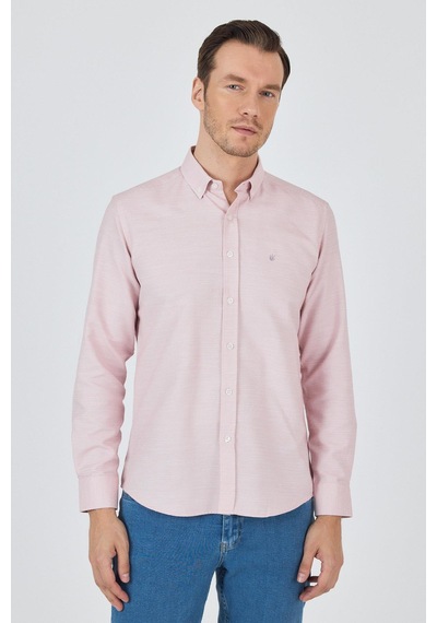 İmza Uzun Kol Desenli Armürlü Düğmeli Yaka Cepsiz Pamuklu Classic Slim Fit Gömlek 1004250204 Pudra İmza Uzun Kol Desenli Armürlü Düğmeli Yaka Cepsiz Pamuklu Classic Slim Fit Gömlek 1004250204 Pudra