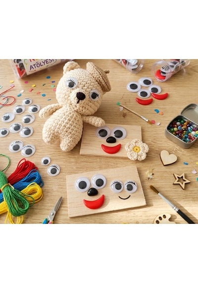 50 Adet - Kirpikli Oynar Göz- 1,5 Cm - Amigurumi Ve El Sanatları İçin Beyaz