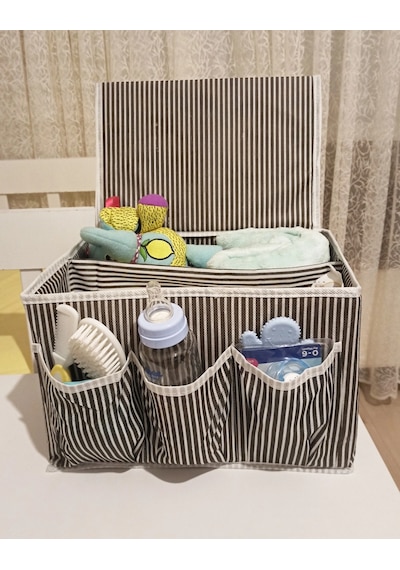 Bebek Beşik Başucu Düzenleyici Kapaklı 5 Bölmeli Organizer 0029