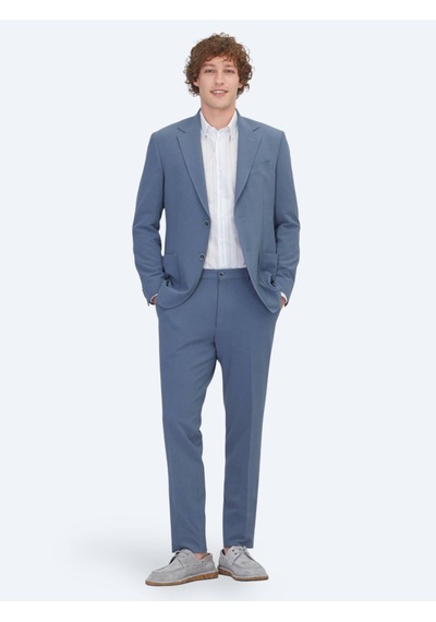 Kip Mavi Çizgili Modern Fit Takım Elbise