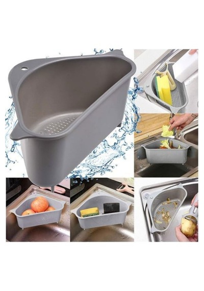 Rotanev Lavabo İçi Üçgen Filtre Sepeti Sebze Meyve Mutfak Süzgeci Çay Süzgeci Vantuzlu Lavabo Süzgeç