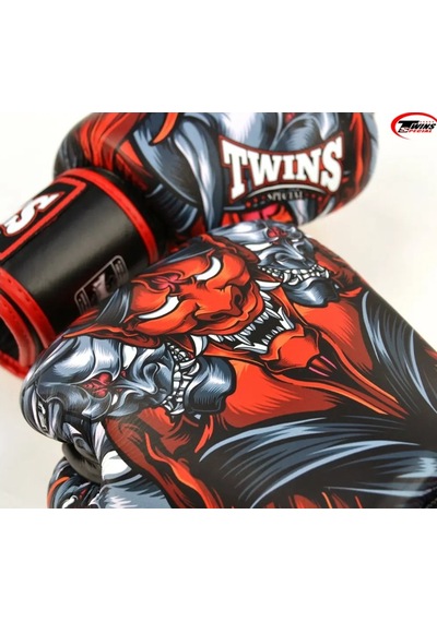 Twins Fbgvl3-58rd Kabuki Boks Eldiveni Deri Muay Thai Eldiveni Kırmızı