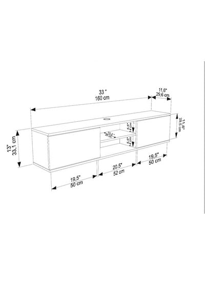 Tv Sehpası Leydi Safir Beyaz 160 Cm Safir Meşe Beyaz