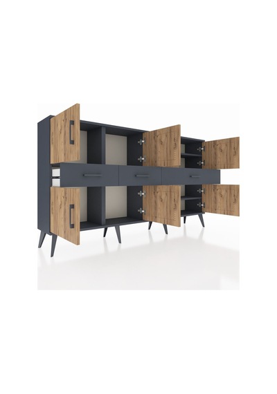 Arges Konsol 5 Raflı 3 Çekmeceli 8 Kapaklı 176x30x99 Antrasit-çam/antrasit Atlas Çam/antrasıt - Antrasıt Arges Konsol 5 Raflı 3 Çekmeceli 8 Kapaklı 176x30x99 Antrasit-çam/antrasit Atlas Çam/antrasıt - Antrasıt