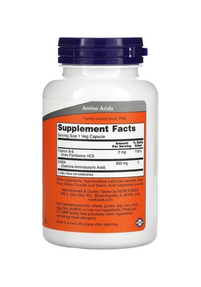 Now Foods Gaba With Vitamin B-6 500 Mg 100 Veg Kapsül