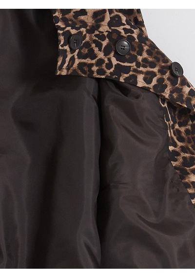 Lcwaıkıkı Classic Kahverengi Leopar Desenli Keten Karışımlı Kadın Ceket