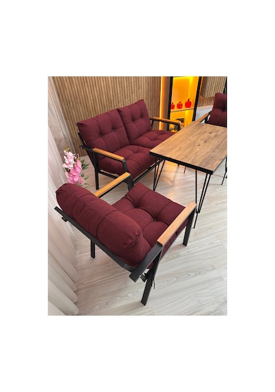 Houseart Gül Metal Bahçe Koltuk Takımı 2+1+1 Masalı Balkon Teras Cafe Oturma Grubu Bordo Houseart Gül Metal Bahçe Koltuk Takımı 2+1+1 Masalı Balkon Teras Cafe Oturma Grubu Bordo